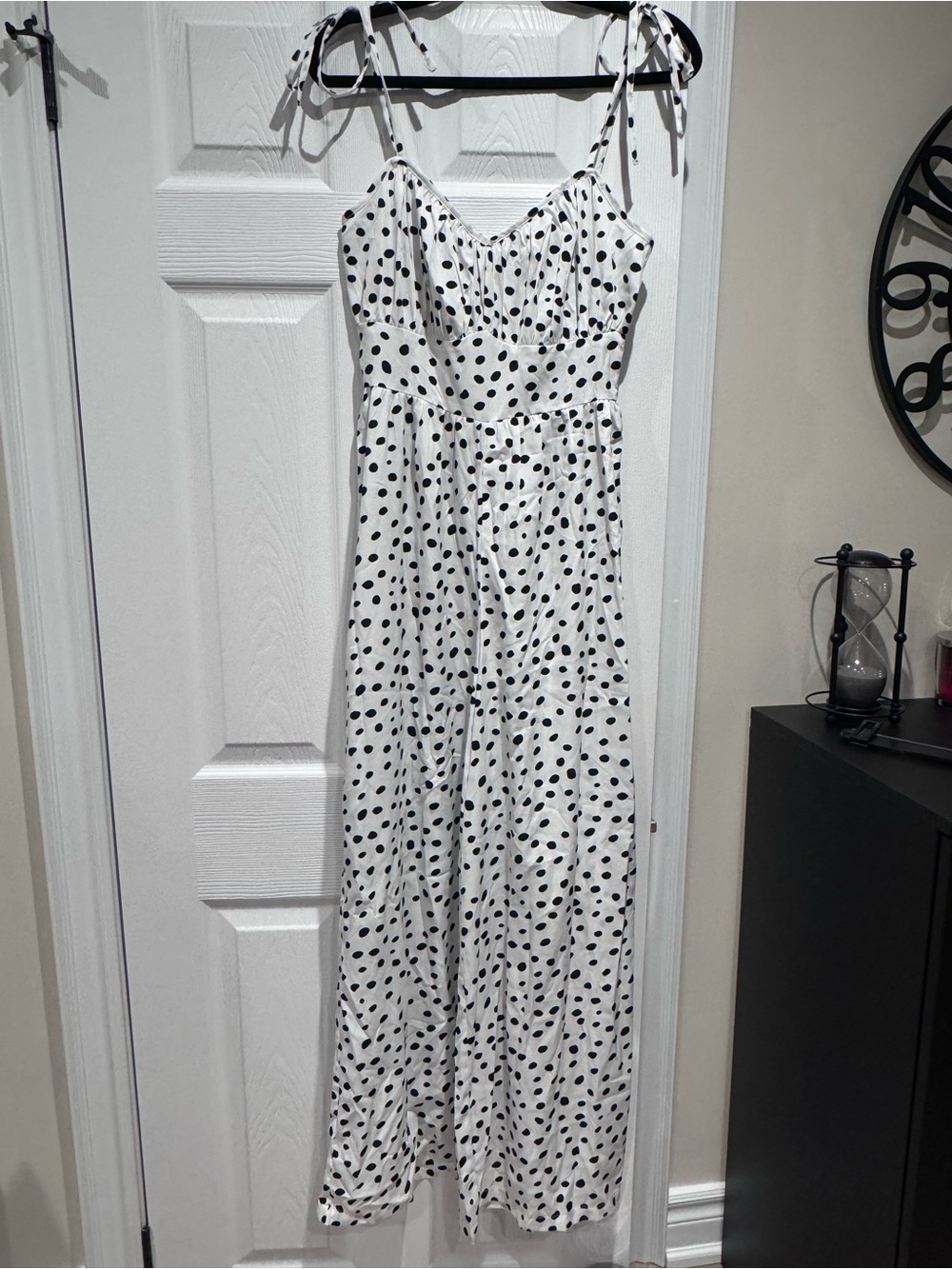 Boohoo White jumpsuit with Black Polka Dots